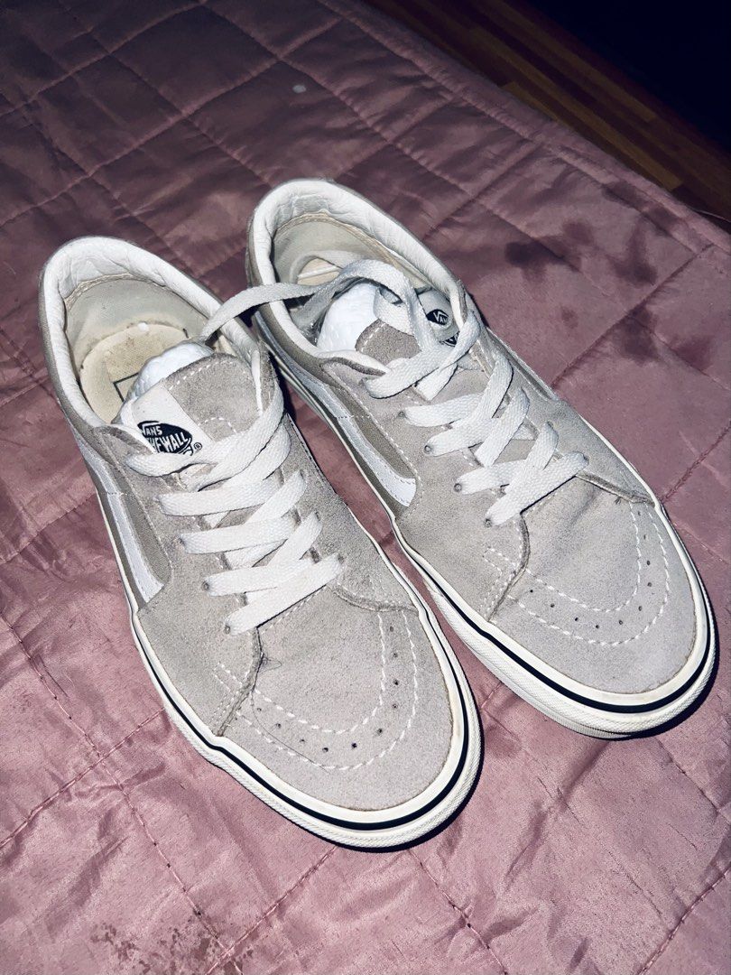 Vans Skate Fog Suede Sneakers (Category: Sneakers) located in Taytay. Submitted by dezaaaa (Listing ID 1457095977, Image 2). Description: - Grey Vans Sk8-Low sneakers - Suede material with iconic white stripe detail - Classic Vans waffle sole - White laces - Perfect for casual everyday wear - Shows some signs of wear on soles and interior lining.