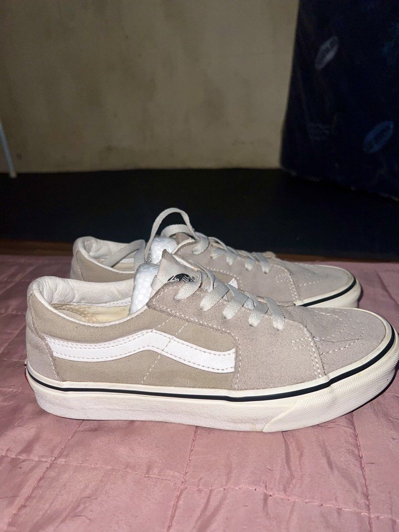 Vans Skate Fog Suede Sneakers (Category: Sneakers) located in Taytay. Submitted by dezaaaa (Listing ID 1457095977, Image 3). Description: - Grey Vans Sk8-Low sneakers - Suede material with iconic white stripe detail - Classic Vans waffle sole - White laces - Perfect for casual everyday wear - Shows some signs of wear on soles and interior lining.
