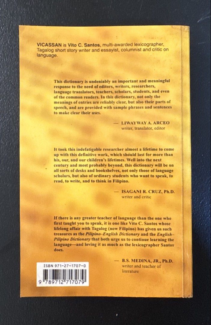 Vicassan’s Pilipino-English Dictionary (Category: Textbooks) located in San Pedro. Submitted by pageturner19 (Listing ID 1457038092, Image 2). Description: .