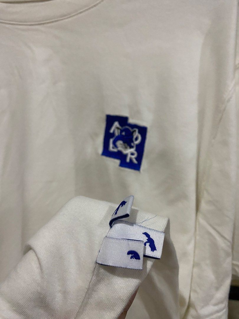 White T-shirt with Blue Graphic Logo (Category: Tshirts & Polo Shirts ) located in Rizal. Submitted by channzy (Listing ID 1456999035, Image 3). Description: - Crisp white t-shirt - Small, unique blue graphic logo on the chest - Distinctive bird logo tags - Simple and clean aesthetic - Ideal for casual everyday wear.
