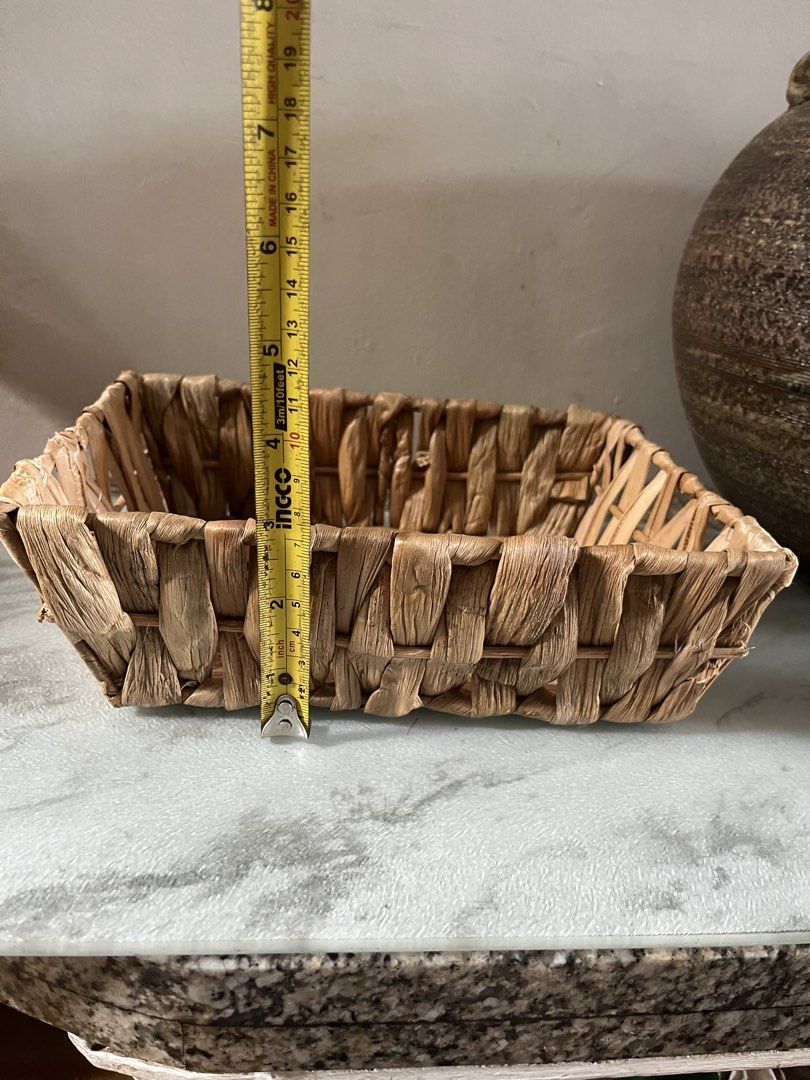 Woven Rectangular Basket for Storage or pDecor (Category: Storage Boxes & Baskets) located in Taguig. Submitted by minmin_parker (Listing ID 1456990544, Image 3). Description: - Natural woven basket with intricate, rustic charm. - Ideal for organizing small items: keys, mail, toiletries. - Versatile use: perfect for shelves or as a decorative accent. - Adds a touch of rustic charm to any room..