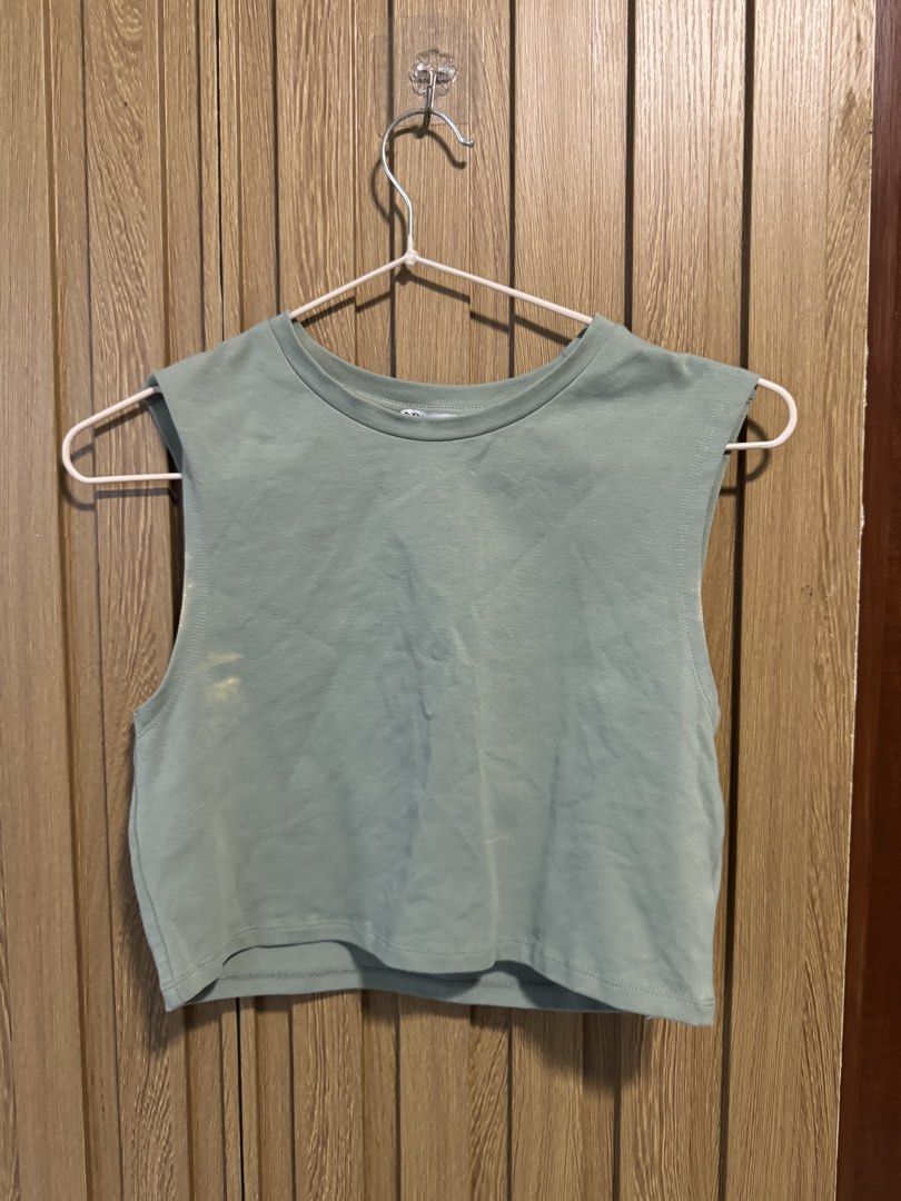 Zara Green Top (Category: Sleeveless) located in Paranaque City. Submitted by prelovedbye__ (Listing ID 1457083314, Image 1). Description: With discoloration (seen on pic).