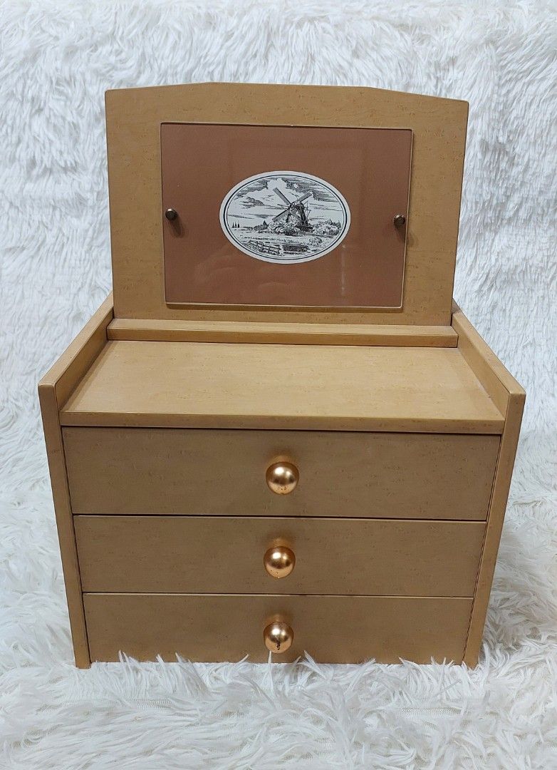 ✨ Classic 3-Drawer Keepsake & Jewelry Chest ✨ (Category: Accessory Holder, Box & Organizers) located in Binan City. Submitted by sakuratreasuresph (Listing ID 1457274893, Image 2). Description: ✨ Classic 3-Drawer Keepsake & Jewelry Chest ✨ A charming storage piece designed to keep your treasured accessories, jewelry, and little keepsakes beautifully organized. 🤎 🗝️ Warm wood-tone finish 🗝️ 3 spacious drawers for convenient storage 🗝️ Gold-ton