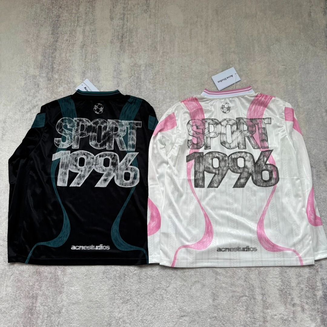 Acne Studios Sports Fluid Graphic Jersey (Category: Tshirts & Polo Shirts ) located in Manila. Submitted by mountebanc_on_ig (Listing ID 1457321041, Image 3). Description: Acne Studios Sports Fluid Graphic Jersey Jersey crafted from fluid fabric with a light chevron jacquard in a matte and shiny combination. Adorned with sports-jersey-inspired artwork and finished with a ribbed neck. Cut to a regular fit. Sizes S, M, L, and XL available Colors Bl