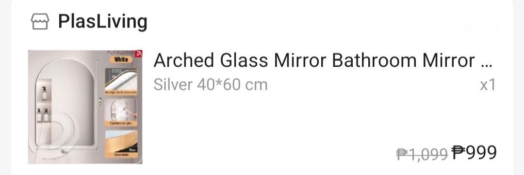 Arched Vanity Mirror (Category: Mirrors) located in Quezon City. Submitted by camille_cr (Listing ID 1457149554, Image 3). Description: - Arched mirror - Ideal for vanity or dressing areas. - Shelf is perfect for holding small essentials. - Good size for everyday use. - Simple and clean design complements most decor styles..