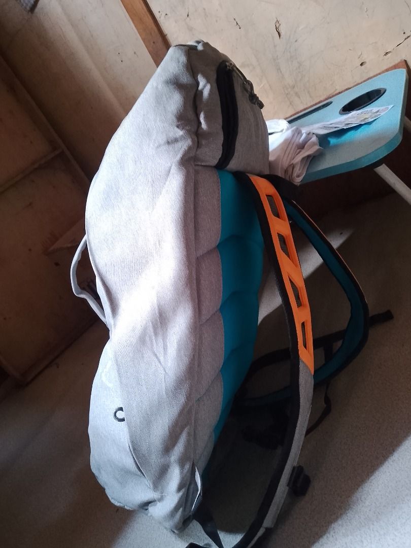 Arc'teryx Backpack Grey Duffle Bag (Category: Backpacks) located in Caloocan City. Submitted by alfepangasate1021 (Listing ID 1457149464, Image 2). Description: - Grey Arc'teryx backpack that doubles as a duffle bag. - Features a vibrant teal interior lining. - Durable black zippers. - Black and orange straps for a stylish look. - Ideal for travel, gym, or everyday use..