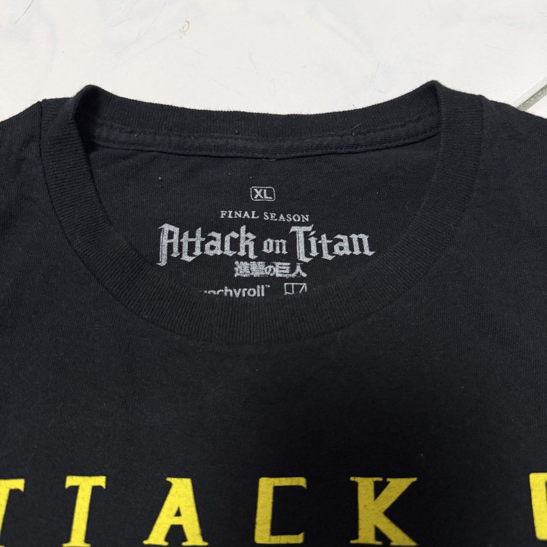 Attack on Titan “Final Season” Shirt (Category: Tshirts & Polo Shirts ) located in Balanga. Submitted by thefabulouscatalog (Listing ID 1457142144, Image 2). Description: Official Tag Dimes: 23.5x30 Size XL No issue All items nego. Tawad lang kayo mga boss 🙏.
