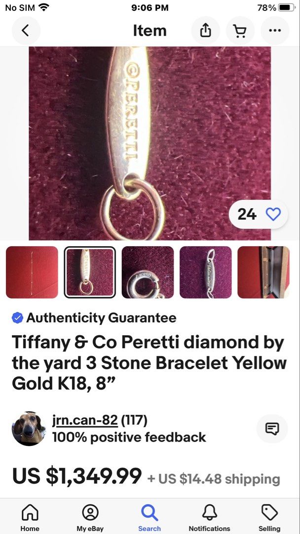 Auth T & Co peretti diamond by the yard 3p (Category: Bracelets) located in Muntinlupa City. Submitted by shoebizzness (Listing ID 1457221120, Image 2). Description: Auth Tiffany peretti Diamond by the yard 3 diamonds Retail : 162,000 Yg 7 inches Cleaned at Tiffany Meet up Alabang .