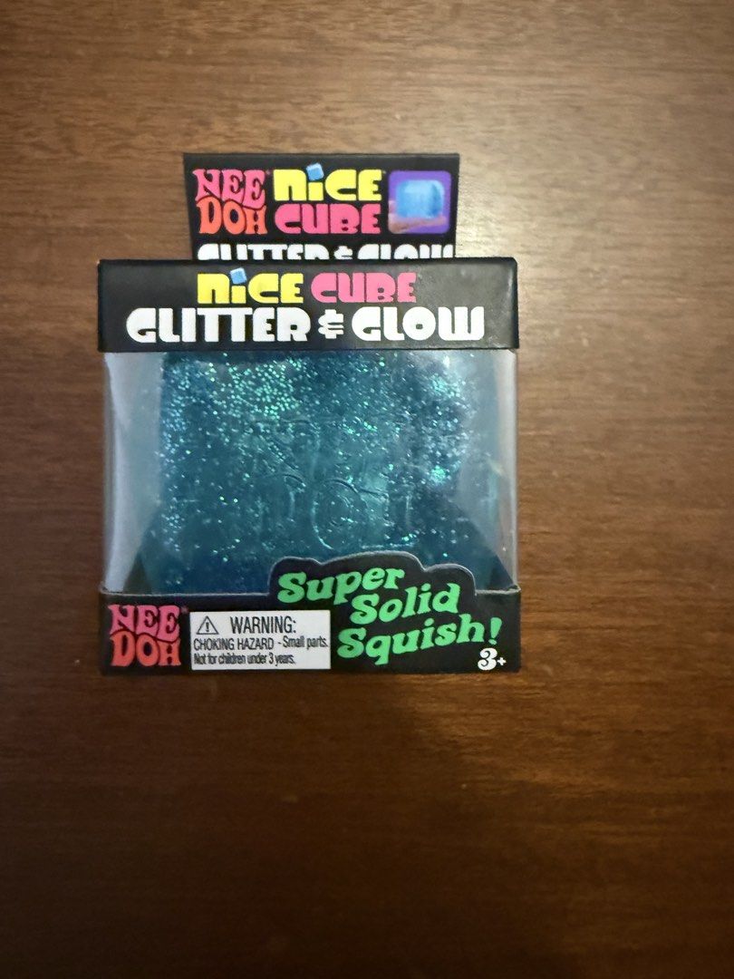 Authentic Nee Doh Nice Cube Glitter & Glow Squishy Toy (Category: Kids Toys) located in Manila. Submitted by decluttering_phil (Listing ID 1457143753, Image 1). Description: - Super solid squish! - Authentic NeeDoh Nice Cube with a glowing, glittery vibe. - Shimmers, shines, and glows in the dark. - Perfect for stress relief and sensory play. - Fun for kids aged 3 and up..