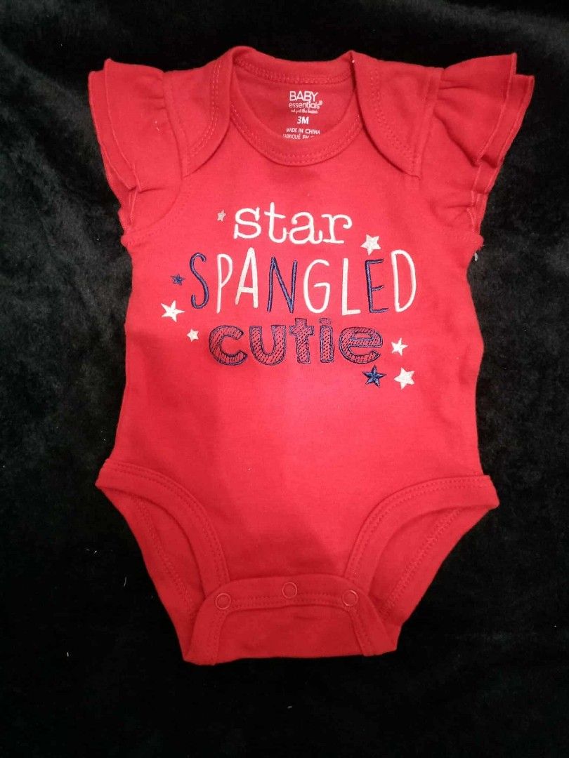 Baby Girl Clothes Bundle - Various Brands & Sizes (Category: Babies & Kids Fashion) located in Manila. Submitted by kalawgemil85037 (Listing ID 1457269463, Image 2). Description: Bundle of baby girl branded clothes. Includes a pink sparkly long-sleeve top, a red 'Star Spangled Cutie' bodysuit, a unicorn swimsuit with tutu, a striped H&M tank top, and a Calvin Klein butterfly bubble dress. Great mix for your little one..