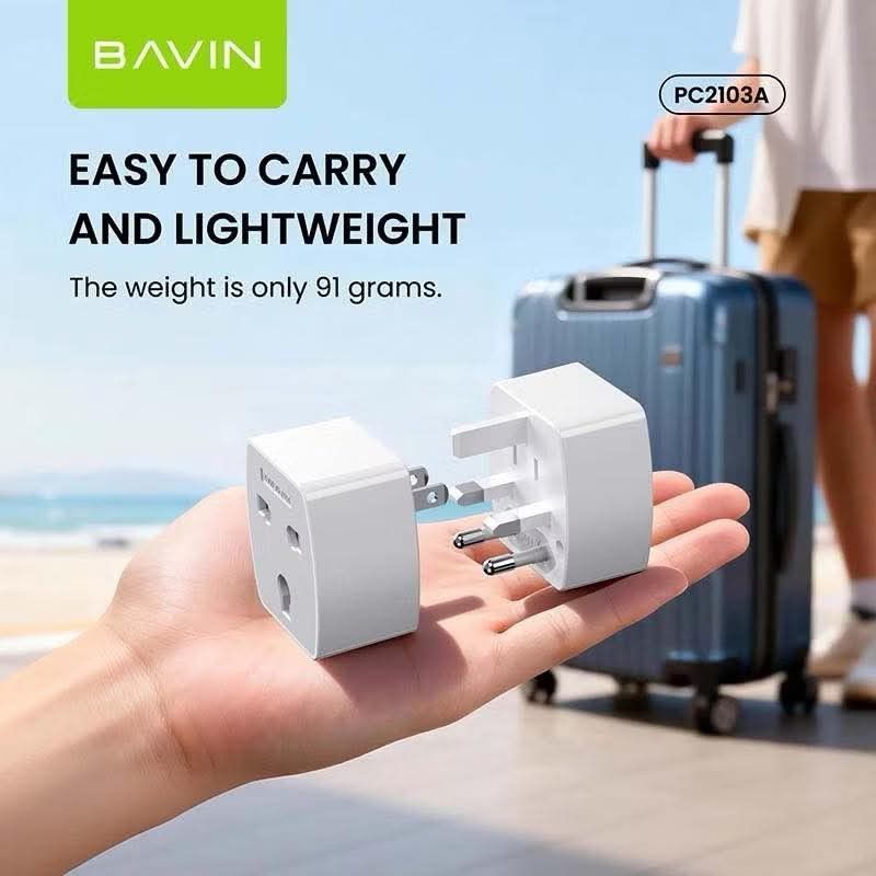 Bavin PC2103A Universal Travel Adapter EU US AU UK (Category: Cables & Adaptors) located in Manila. Submitted by iliasjen3082126 (Listing ID 1457279953, Image 3). Description: - Bavin Universal Travel Adapter, Model PC2103A - Compatible with EU, US, AU, and UK plugs - Supports 100-250V voltage and 6A current - Lightweight design: only 91 grams - Ideal for international travel - Suitable for appliances up to 2000 watts.