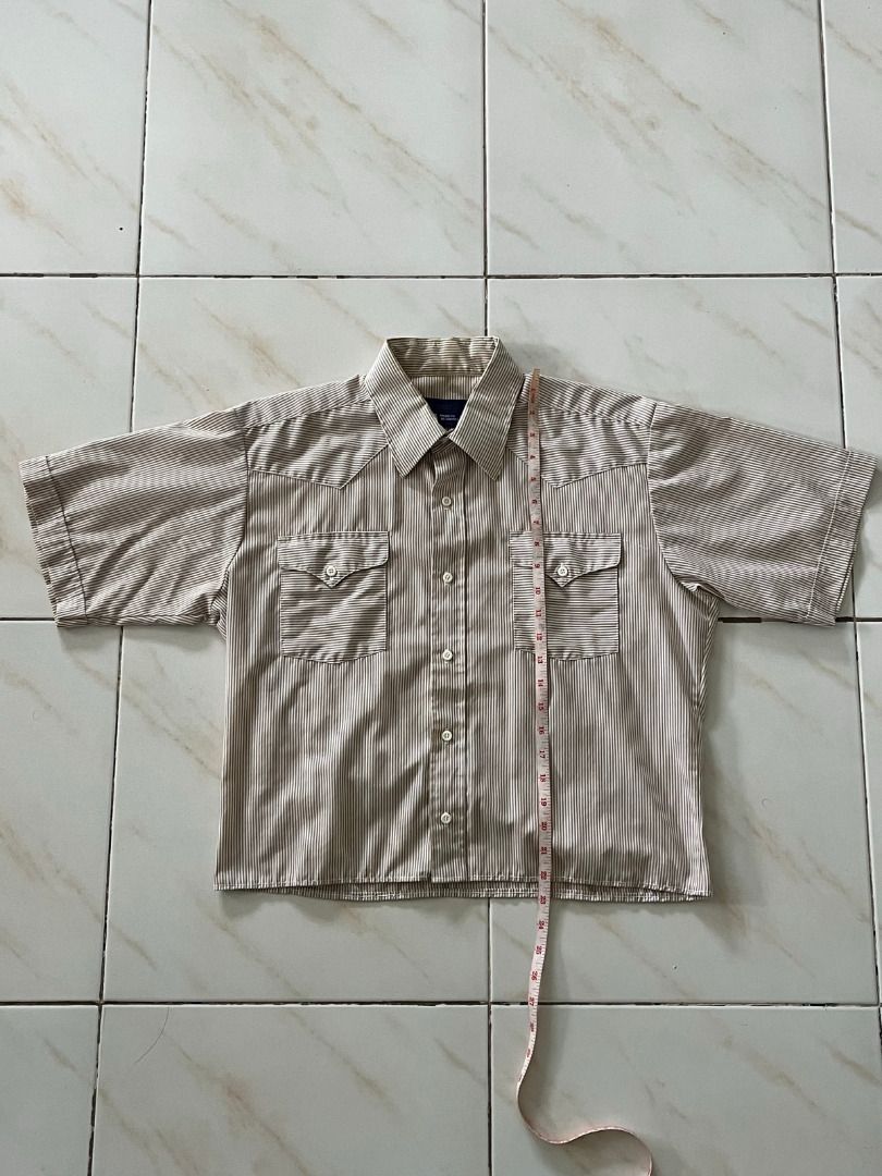 Boxy Cropped Pinstripe Western Button Shirt (Category: Tshirts & Polo Shirts ) located in Malolos. Submitted by xixiriri (Listing ID 1457180156, Image 1). Description: Boxy Cropped Pinstripe Western Button Shirt Length: 22.5" Width: 22".