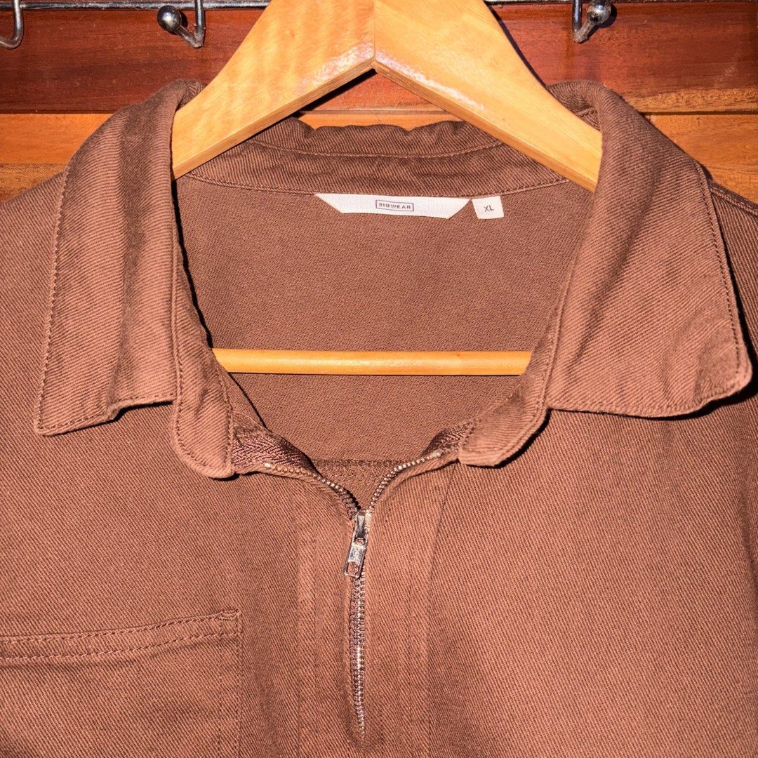 Brown Jacket (Category: Coats, Jackets and Outerwear) located in Manila. Submitted by ciiii1 (Listing ID 1457309117, Image 2). Description: (Bought from Surplus SM) Size: XL Color: Brown Full-zip front closure with a classic collar Single chest pocket design Durable fabric with structured fit .