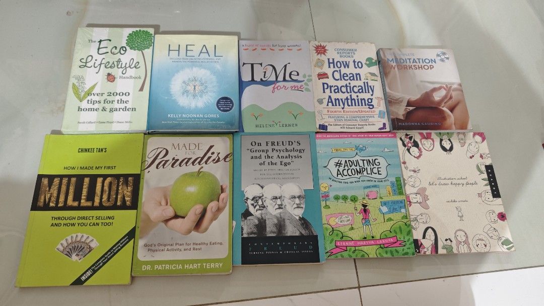 Bundle of Self-Help, Lifestyle Books (Category: Storybooks) located in Quezon City. Submitted by paogel21 (Listing ID 1457295404, Image 2). Description: - Variety book bundle: self-help, lifestyle, and fiction titles. - Perfect for expanding your reading list. - Includes some older editions. - All books are in readable condition. - Great value for a diverse collection of reads. MOP - Gcash, Maya, Maribank.