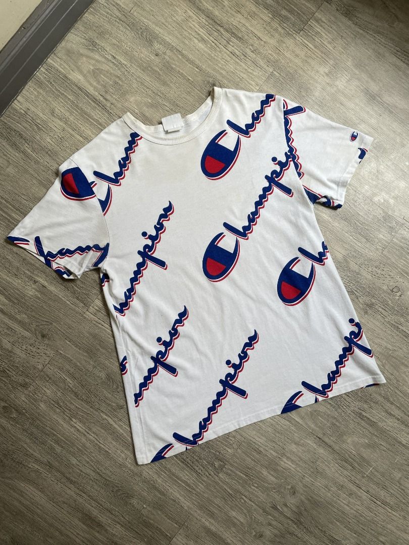 CHAMPION TSHIRT (AOP) (Category: Activewear) located in Caloocan City. Submitted by chapter_01 (Listing ID 1457198512, Image 1). Description: - Authentic - No issues, Slightly used only - Need wash only Size: M to L 21x29 - Negotiable.