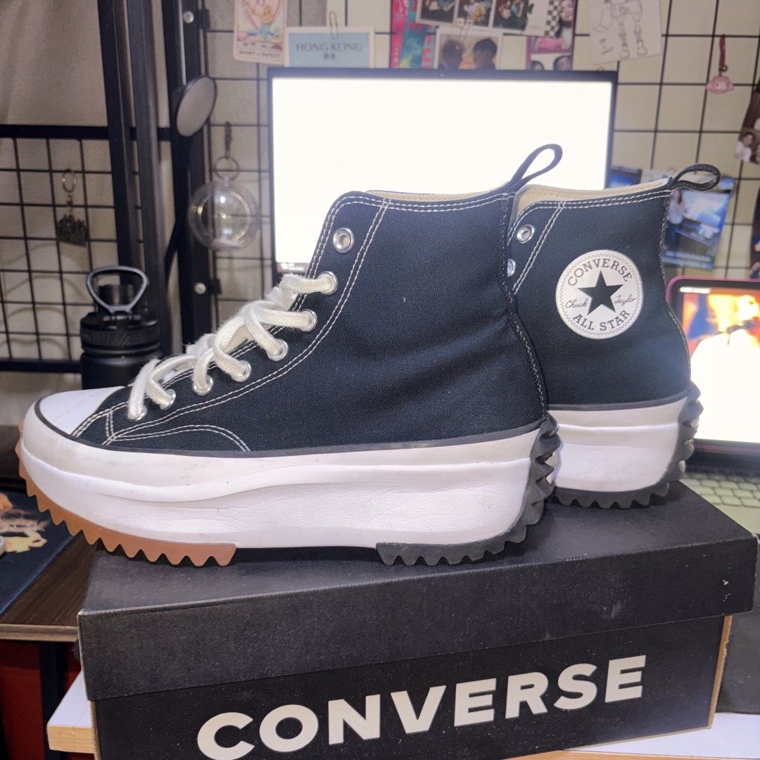 Converse Run Star Hike High (Category: Shoe inserts) located in Manila. Submitted by ciiii1 (Listing ID 1457308135, Image 1). Description: Condition: Used once / Like New with Original Box Size: Men’s US 8.5 / Women’s US 10 / EUR 42 / 26.5 cm Colorway: Black / White / Gum RFS (Reason for Selling): Got another Converse shoe .