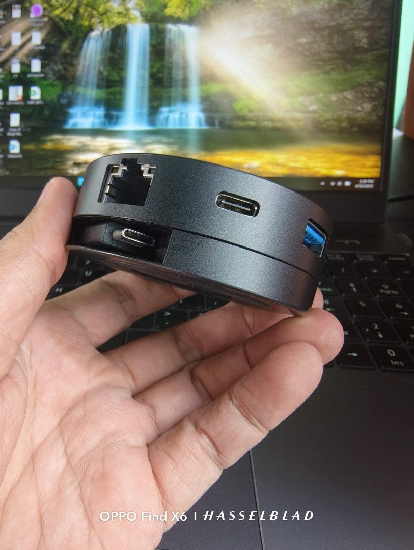Convert your Phone or Tablet or Laptop to Desktop Computer. (Category: Cables & Adaptors) located in Quezon City. Submitted by gadgetsun (Listing ID 1457143279, Image 1). Description: - Dell DA300 adapter - Ports: USB-C, USB-A, Ethernet, VGA, HDMI - Compact and portable design - Ideal for connecting peripherals on the go - Tested and confirmed working The Dell USB-C Mobile Adapter - DA300 is a compact 6-in-1 circular travel dock featuring an inte