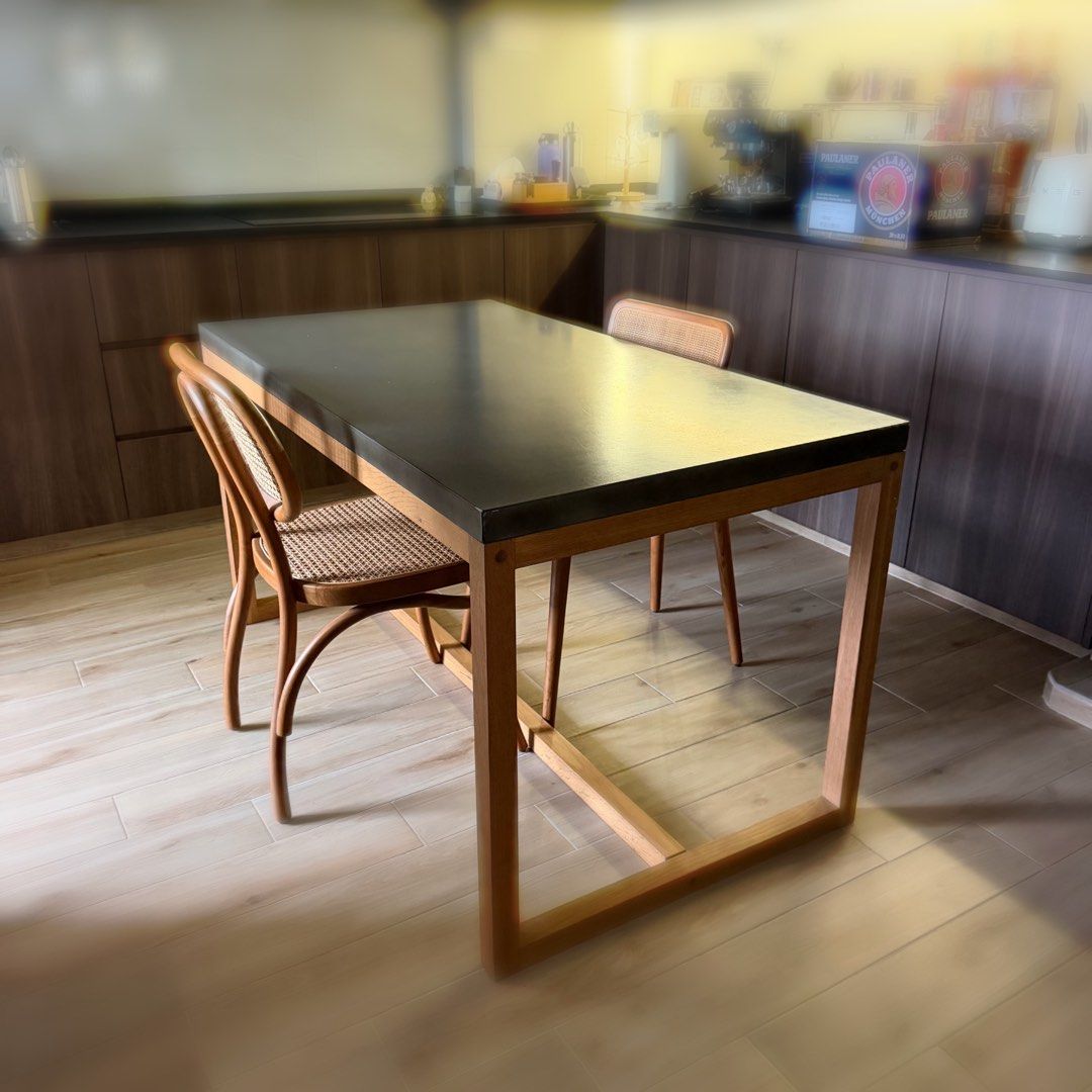 Dining table (Category: Tables & Sets) located in Singapore. Submitted by aggressive_sg (Listing ID 1457180202, Image 1). Description: concrete like table top. Delivery not included. Self collect / self arrange lala move Dimension Width 75cm Length 140cm Height 75.5cm.