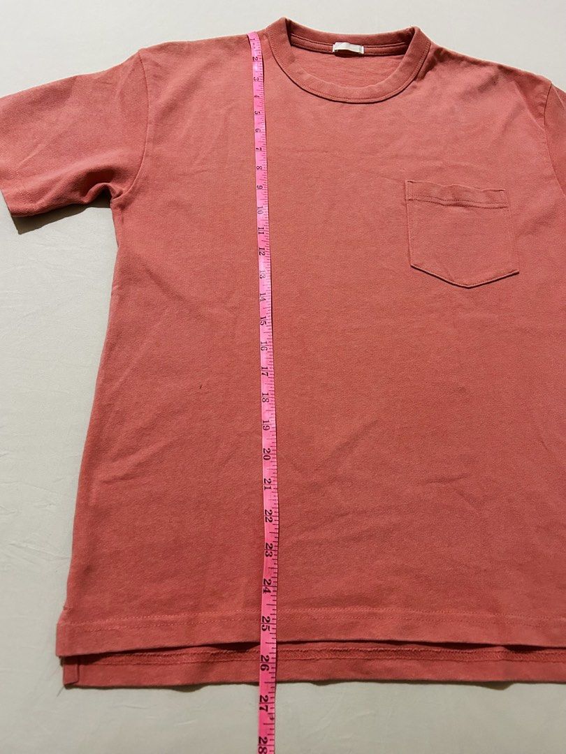 GU orange crew neck shirt size S (Category: Shirts) located in Quezon City. Submitted by practicalnanay (Listing ID 1457307402, Image 3). Description: Check dimensions in photos Decluttering SF c/o buyer Pickup location: Tandang Sora QC (landmark Sauyo HS).