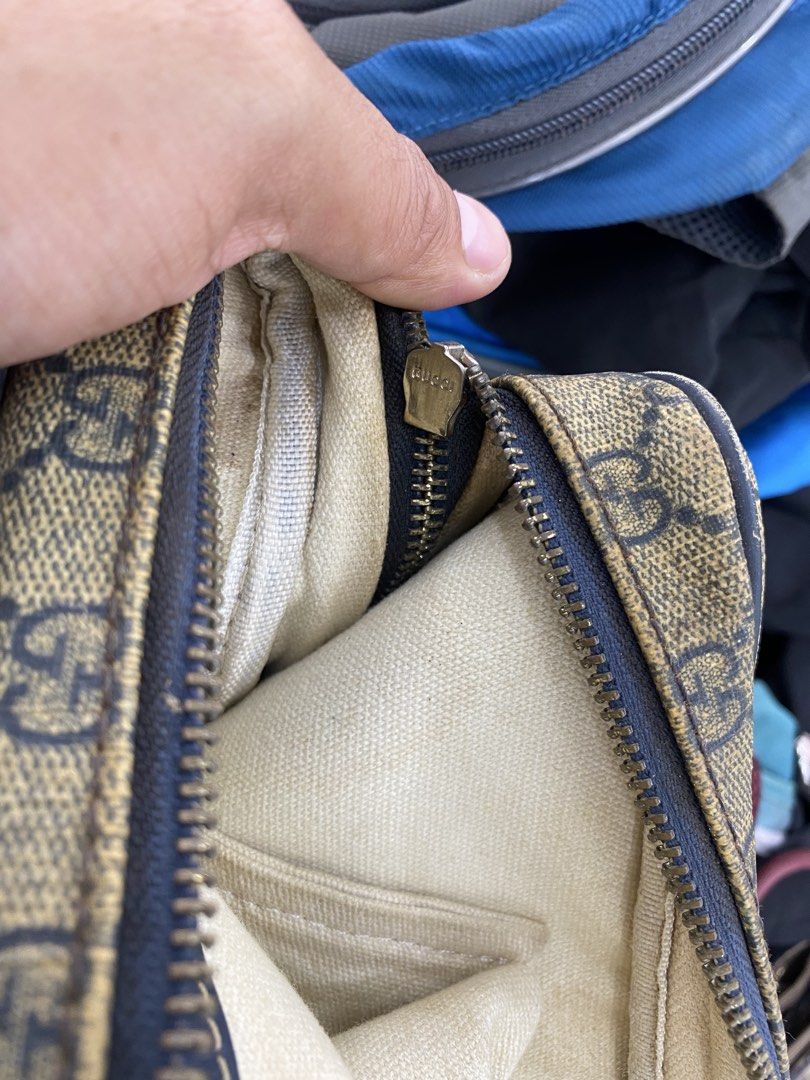 Gucci Monogram Canvas Leather Trimmed Briefcase (Category: Luxury Bags & Wallets) located in Alburquerque. Submitted by zanegavynn43872 (Listing ID 1457159223, Image 3). Description: - Gucci monogram canvas briefcase authentec not guarantee - Dark blue leather trim and handles - Canvas interior lining - Zipper closure with Gucci branded pull - Made in Italy - Serial number: 201430 130088 - Ideal for work or travel.