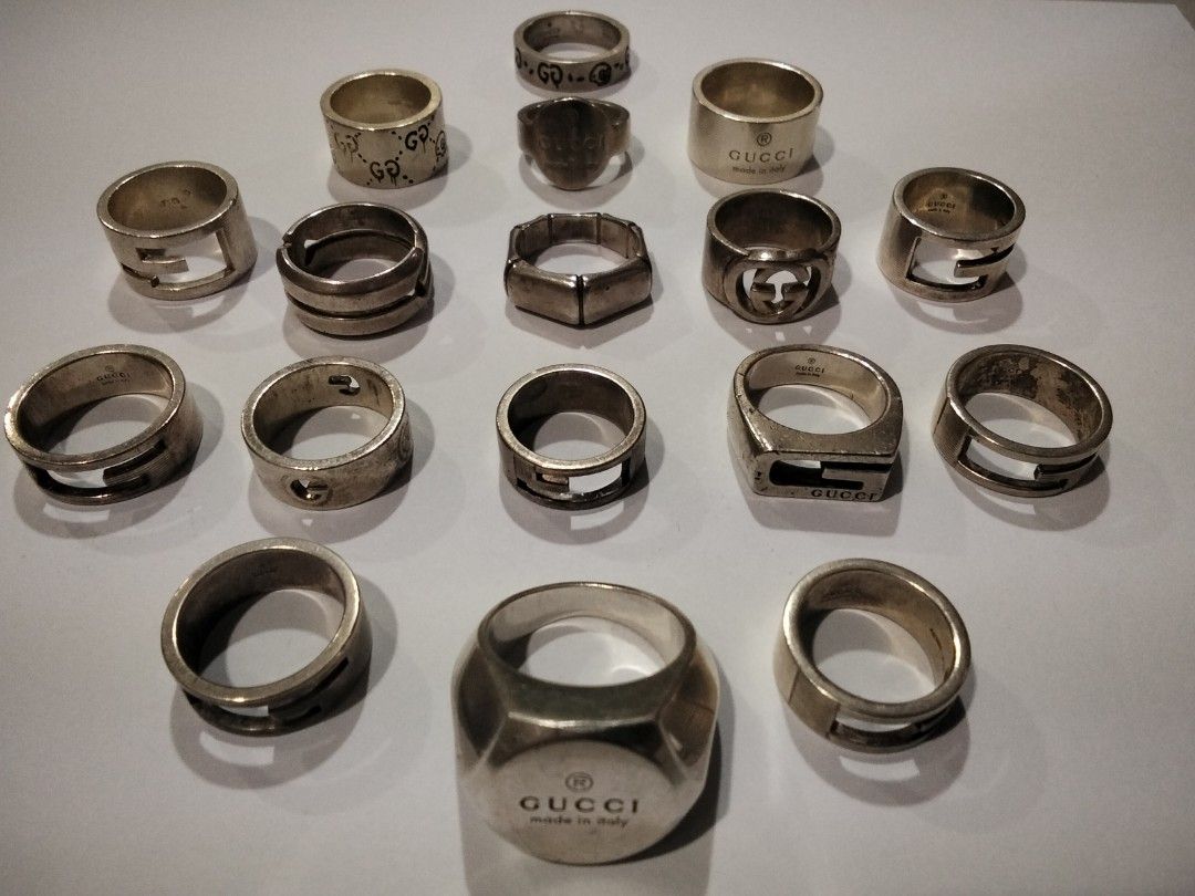 Gucci Rings (Category: Luxury Accessories) located in Manila. Submitted by silver_ben (Listing ID 1457165725, Image 1). Description: Authentic Gucci 925 Sterling Silver Different sizes 191 grams.