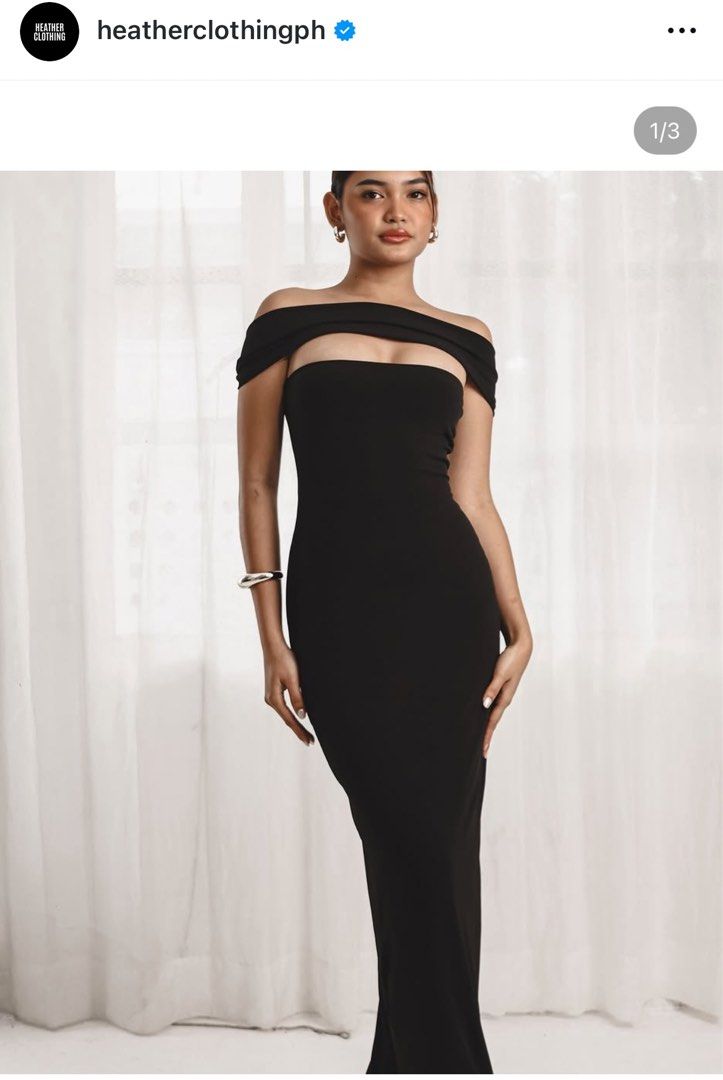 Heather Clothing Maxi Dress (Category: Dresses) located in Pasay City. Submitted by acocloset (Listing ID 1457209499, Image 1). Description: - Adjustable Off shoulder neckline - Strapless - Size Large - Length 49” - Lined - Maxi - Slips on - Highly Stretchable - Solid - Party - Fabric: Jersey Spandex with Power Mesh - 95% Polyester, 5% Spandex - Slim Fit .