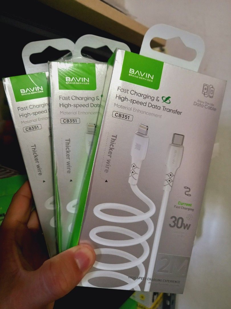 IPHONE CHARGER / CABLE TYPE C TO LIGHTNING 2METERS (Category: Chargers & Cables) located in Pasig City. Submitted by gentle_jerico (Listing ID 1457221815, Image 1). Description: Bavin : Type c to Lightning Cable -2meters long -30watts available, pm to order. 📩.