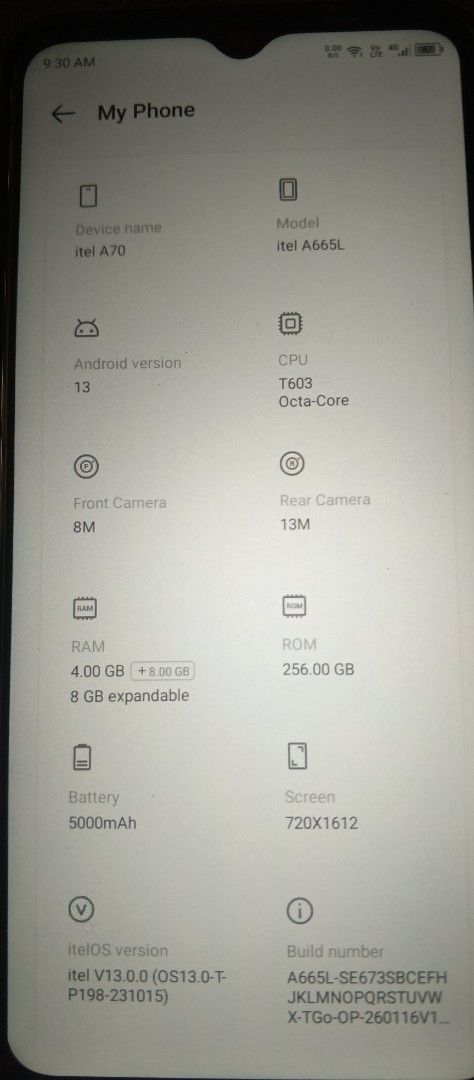 Itel A70 12gb Ram 256gb Rom (Category: Android Others) located in Marikina City. Submitted by daelektronik.gadyetzstor (Listing ID 1457148566, Image 2). Description: Selling Itel A70 Working phone, all descriptions about the phone is in the photo itself, please refer to the photo. No scratch, no dents, no marks, no scuffs. Newly installed Ceramic Privacy Protector, adhesive back protector, camera lens protector and a new case. Phone only, no char