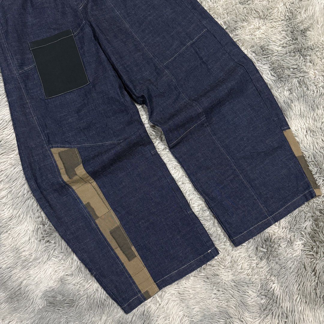 Japanese Patchwork Pants (Category: Jeans) located in Mandaluyong City. Submitted by iamkageki (Listing ID 1457188071, Image 3). Description: Waist 28-32 Length 37.5 Leg op 10 No issue / excellent condition.