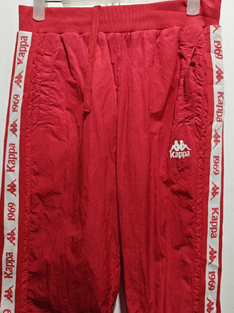 Kappa Red Track Pants with Logo Tape (Category: Joggers) located in Bulacan. Submitted by pzj_thrift (Listing ID 1457239484, Image 2). Description: Kap L 38 W 28-32 Condition 9/10 Color rate 9/10 No issue .