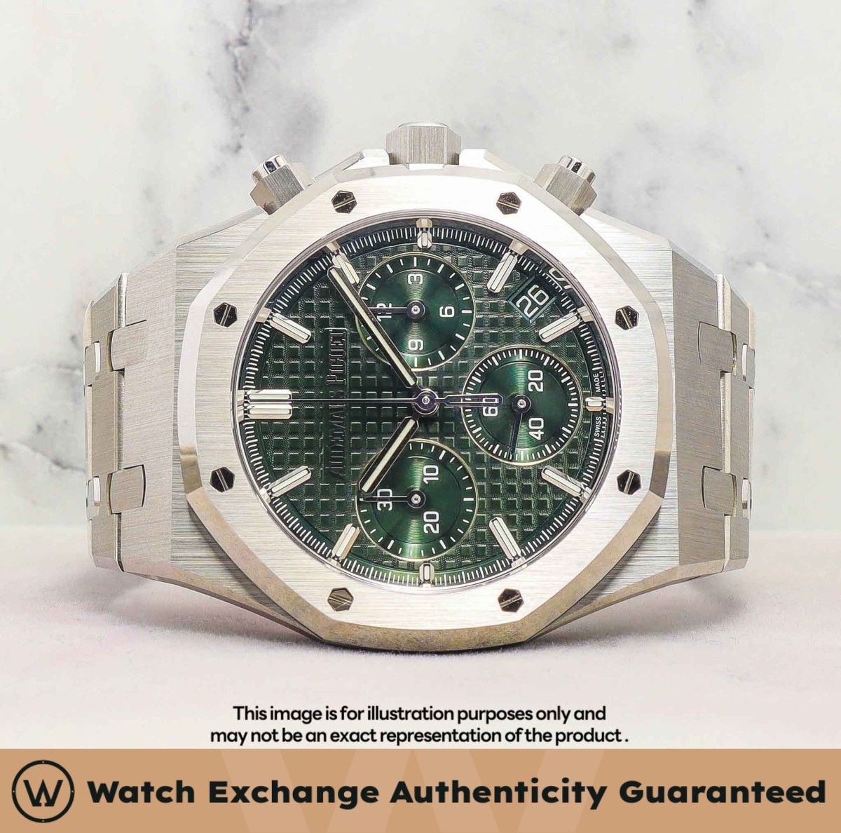 LNIB Audemars Piguet Royal Oak Bracelet 26240ST.OO.1320ST.08 26240ST AP Khaki Green Dial Z21933 Mar 2024 (Category: Watches) located in Singapore. Submitted by watchexchange.sg (Listing ID 1417849753, Image 1). Description: LNIB Audemars Piguet Royal Oak Bracelet 26240ST.OO.1320ST.08 26240ST AP Khaki Green Dial Z21933 Mar 2024 Price: $1 Brand: Audemars Piguet Model: 26240ST.OO.1320ST.08 Condition: LNIB Dial: Khaki Green Case Diameter: 41mm Materi