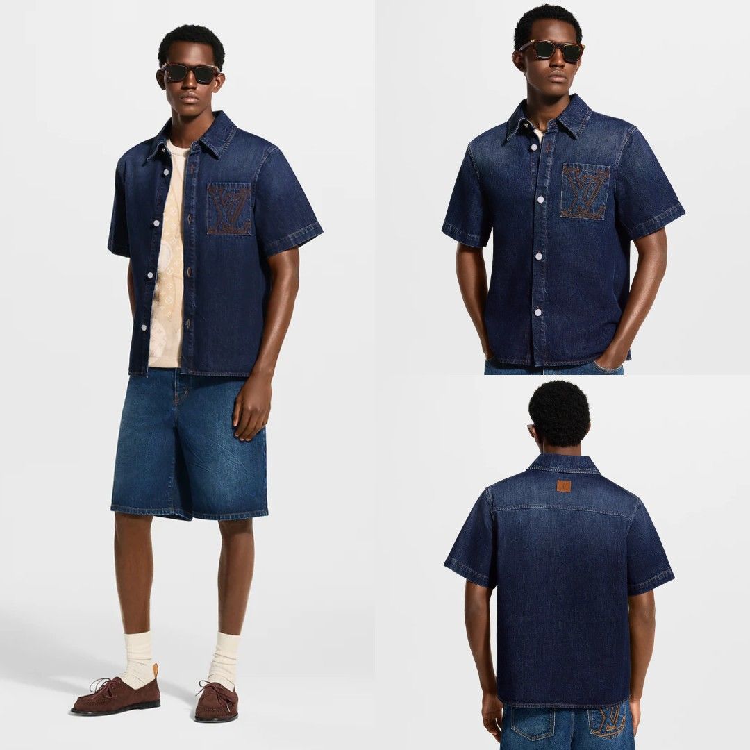 LOUIS VUITTON DENIM POLO AND DENIM SHORT (SET/BUNDLE) (Category: Luxury Apparel) located in Rizal. Submitted by rcthriftcollection (Listing ID 1457232130, Image 2). Description: ✨LOUIS VUITTON DENIM POLO EMBROIDERED LOGO✨ Width 22 inch Length 28 inch Best fit Large Excellent / No issue ✨LOUIS VUITTON DENIM SHORT EMBROIDERED LOGO✨ Waist 32-34 Excellent / No issue DM📥📥📥 Location: MONTALBAN, RODRIGUEZ, RIZAL .