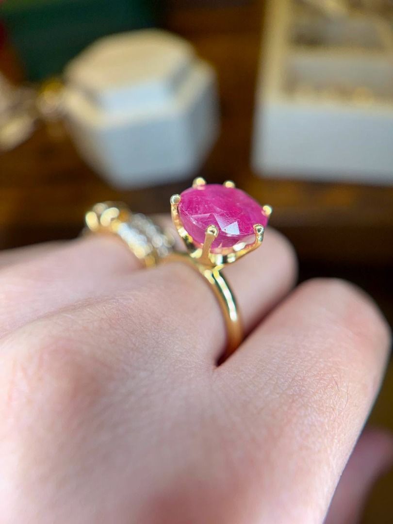 Natural Ruby Power Ring (Category: Rings) located in Baguio. Submitted by asna_taku (Listing ID 1457167484, Image 3). Description: ❤️ Natural Ruby Power Ring ✨ A RUBY WITH PRESENCE. ❤️ This is not your dainty little ruby ring—the substantial natural ruby takes center stage, giving this piece a bold, luxurious look on the finger. The large faceted ruby has a beautiful rich pinkish-red tone and catches the light beautifully. Set simply in gold-plat