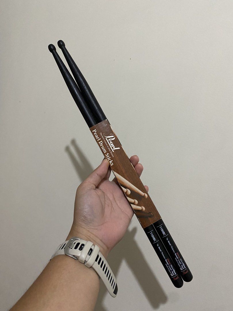 Pearl Drumsticks Hickory Black Lacquer 110HBC (Category: Musical Instruments) located in Pasig City. Submitted by k0pimonster (Listing ID 1457256562, Image 1). Description: - Brand: Pearl - Model: 110HBC - Material: Hickory - Finish: Black Lacquer - Tip Type: Barrel - Length: Normal/Short - Made in Japan.