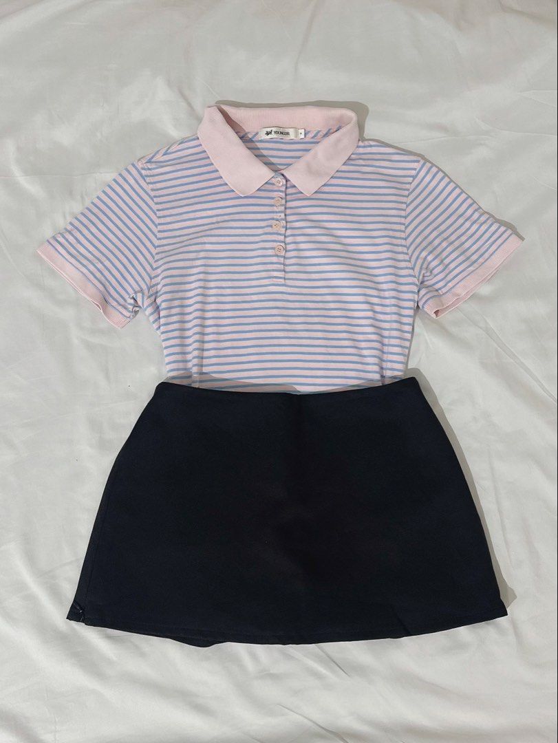 Pink & blue stripes polo shirt (Category: Blouses) located in Legazpi City. Submitted by louveeclothing (Listing ID 1457277833, Image 2). Description: Vintage • S-M.