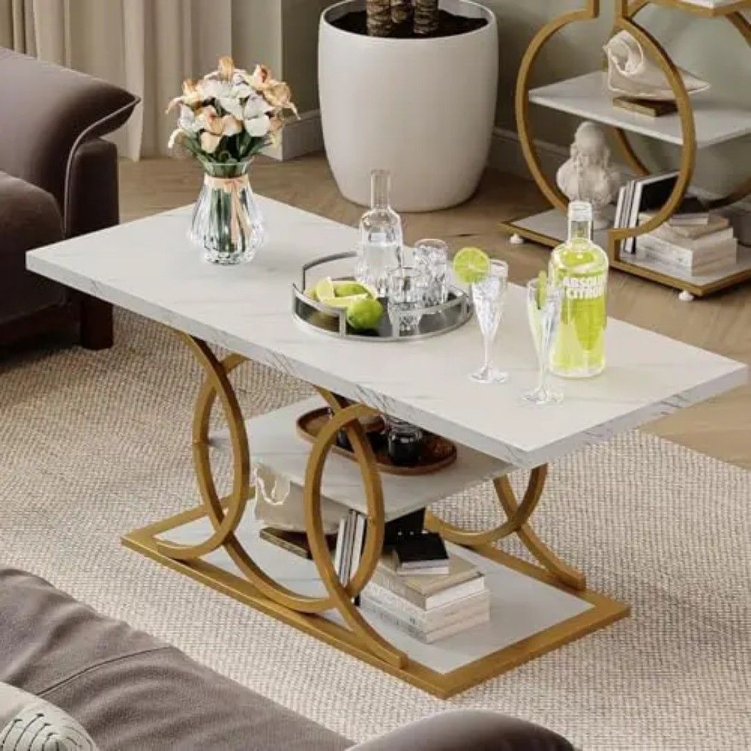 Rectangular Coffee table (Category: Tables & Sets) located in Valenzuela. Submitted by mhegz.25 (Listing ID 1457149456, Image 3). Description: White Rectangular cofffee table Wooden marble top design Modern coffee table for living room.