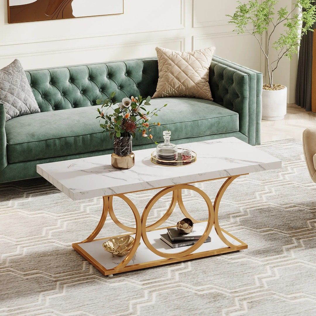 Rectangular Coffee table (Category: Tables & Sets) located in Valenzuela. Submitted by mhegz.25 (Listing ID 1457149456, Image 1). Description: White Rectangular cofffee table Wooden marble top design Modern coffee table for living room.