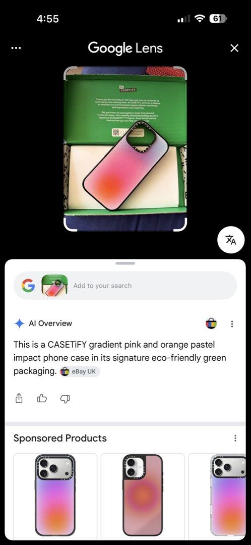 RUSH SALE!!! Casetify Classic Gradient Pastel iPhone 16 Pro (Category: Cases & Sleeves) located in Manila. Submitted by iamnoyski23 (Listing ID 1457227147, Image 3). Description: Brand: Casetify Model: Classic Impact Case Color: Gradient Pink and Orange Compatibility: iPhone 16 Pro Condition: 9/10 (with minimal signs of scratches) Inclusions: box RFS: Phone upgrade MOP: GCash, BDO or BPI.