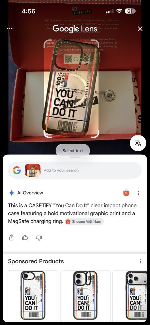 RUSH SALE!!! Casetify Classic Impact Case iPhone 16 Pro (Category: Cases & Sleeves) located in Manila. Submitted by iamnoyski23 (Listing ID 1457227590, Image 3). Description: Brand: Casetify Model: Classic Impact Case Color: Clear (You Can Do It) Compatibility: iPhone 16 Pro Condition: 9/10 (with minimal signs of scratches) Inclusions: box, QR Code tag RFS: Phone upgrade MOP: GCash, BDO or BPI.
