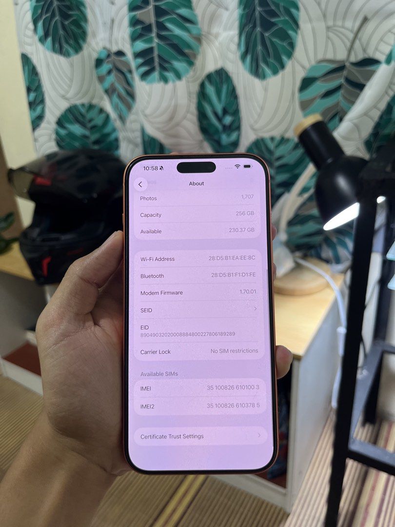 rush sale iphone 17 pro max (Category: iPhone 17 Series) located in Manila. Submitted by gene0805 (Listing ID 1457304948, Image 3). Description: for sale or swap iphone 17 pro max 256gb 96 battery health any sim ntc approved complete with box makinis no issue.