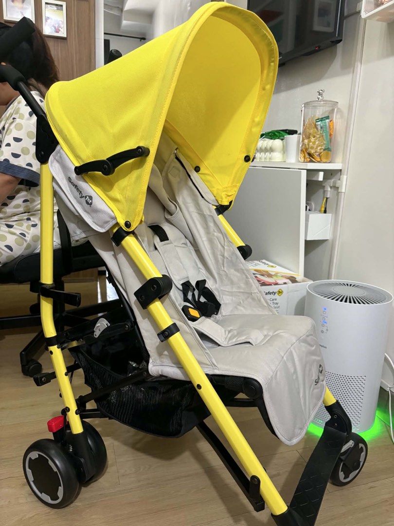Safety 1st Stroller - Yellow and Grey (Category: Strollers) located in Paranaque City. Submitted by diannmlee (Listing ID 1457156741, Image 1). Description: - Lightweight Safety 1st stroller - Bright yellow canopy and grey seat - Secure 5-point harness - Easy to maneuver with swivel front wheels - Convenient storage basket underneath - Folds compactly for portability - Ideal for families on the go Opened only, never used .