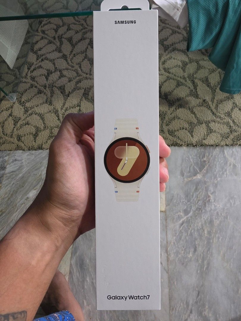 Samsung Galaxy Watch 7 40mm (Category: Wearables & Smart Watches) located in Angono. Submitted by blackbeard24 (Listing ID 1457181458, Image 1). Description: - Brand New Samsung Galaxy Watch 7 - 40mm Size - Bluetooth and GPS Model - Box is Sealed and Unopened - Selling as is - Please check photos for details.