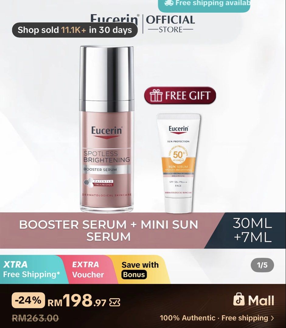 Serum Eucerin (Category: Face Care) located in Cyberjaya. Submitted by afiqah678 (Listing ID 1457267780, Image 1). Description: Baru guna tak sampai 10 kali Masih banyak lagi Original price RM191. .