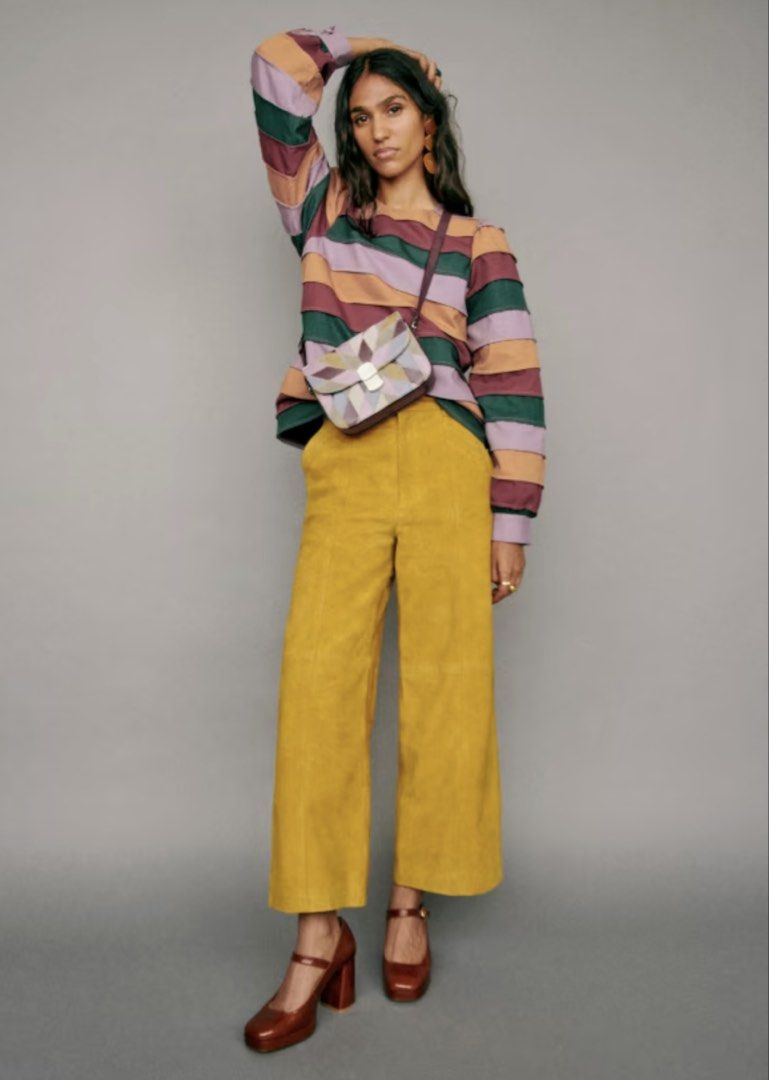 Sezane Striped Long Sleeve Melissa Blouse (Category: Longsleeves) located in Davao. Submitted by notsiobs (Listing ID 1457286613, Image 3). Description: A gorgeous statement piece from Sézane, originally retailed for $160. Features a beautiful mix of muted lilac, burgundy, teal green and warm ochre stripes, with a slightly relaxed silhouette and gathered/voluminous sleeves. Such a fun piece while still being very easy to style. Brand: Sézane Orig