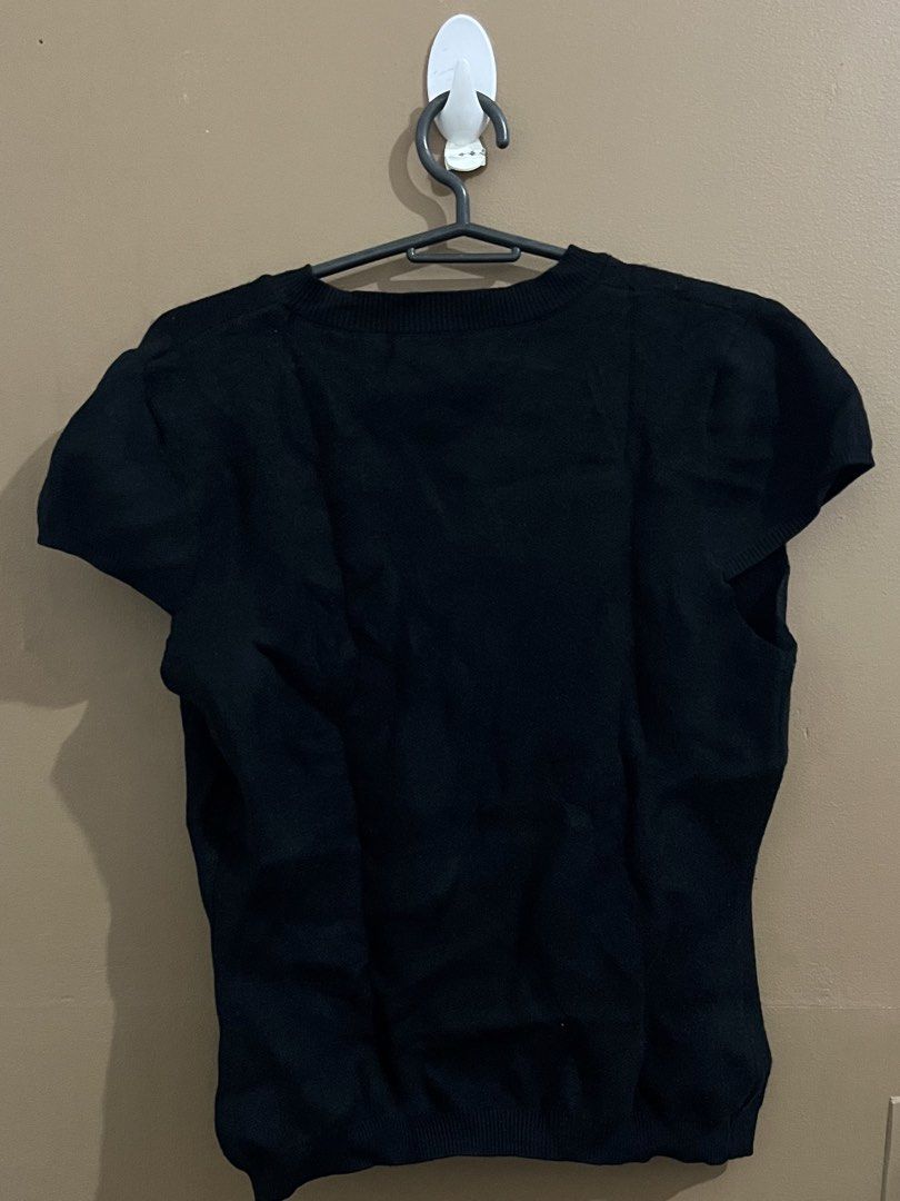 Shein musera knit button down shirt [black] (Category: Shirts) located in Manila. Submitted by aching_90 (Listing ID 1457287558, Image 2). Description: can fit medium to large.