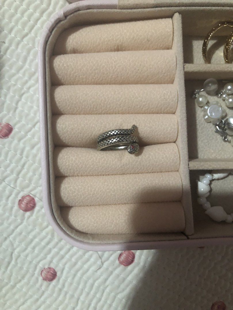 Silver Snake Ring with Red Gemstone Accent (Category: Rings) located in Boston. Submitted by sevinteenfinds (Listing ID 1457269455, Image 1). Description: .
