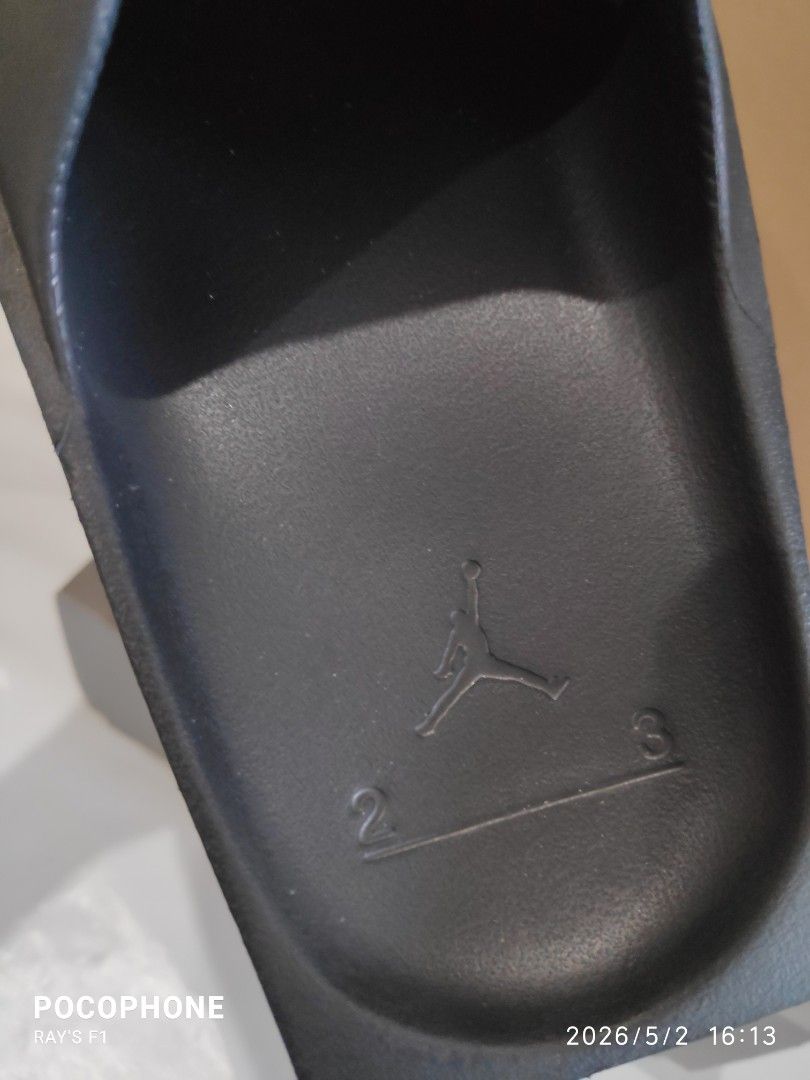 Size US W6 M5 Jordan Hex Mule Slides (Category: Slippers & Slides) located in Pagsanjan. Submitted by rays-days (Listing ID 1457320468, Image 3). Description: - Black Jordan slides - Size US 6 womens, US 5 mens - Durable sole with excellent grip - Easy to slip on and off - Ideal for casual outings or recovery after sports pm me meet up around SANTA CRUZ LAGUNA for shipping, buyer will shoulder the fees.