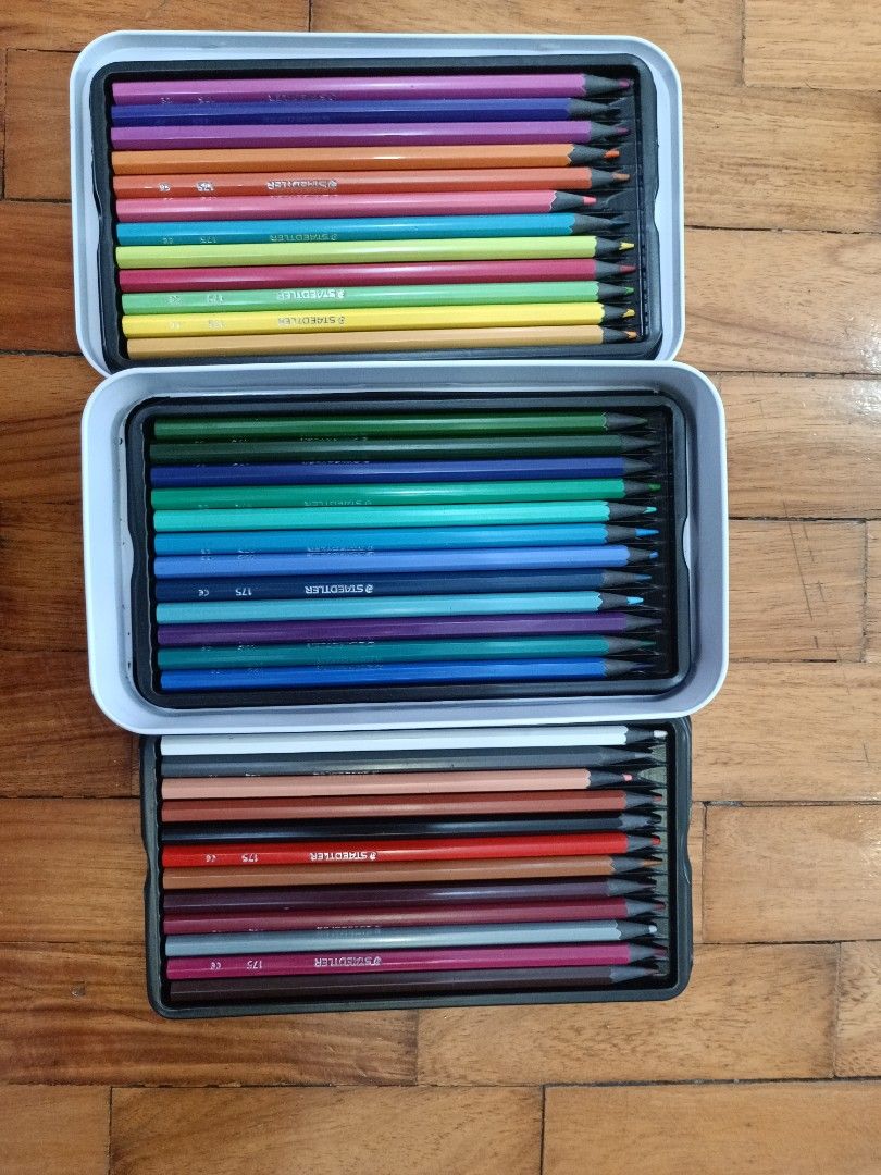 Staedtler 36 Colored Pencils Tin Set (Category: Stationery & School Supplies) located in Quezon City. Submitted by cheecharon (Listing ID 1457151793, Image 2). Description: - Set of 36 Staedtler colored pencils - Superior quality with brilliant, soft, and blendable colors - Easy to sharpen with break-resistant leads - Comfortable hexagonal barrel for easy grip - Ideal for artists and students Only used a few times.
