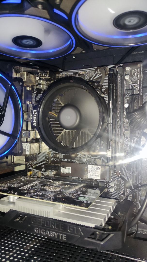 System unit ryzen 5 5600g w/ gpu (Category: Desktops) located in Pasay City. Submitted by fiercestorm_d37de4 (Listing ID 1457144715, Image 2). Description: System unit set for sale Well used but not abused. Motherboard : Gigabyte A520m k v2 Cpu : AMD Ryzen 5 5600g GPU : Gigabyte gtx1650 4gb vram RAM : KINGSTON FURY BEAST 16GB SSD : SAMSUNG NVME 256GB M2. PSU : CORSAIR 750W PERIPHERALS : YGT ARGB 3IN1 FANS CASE : YGT BLACK MINI ATX TEMPERED GLASS 