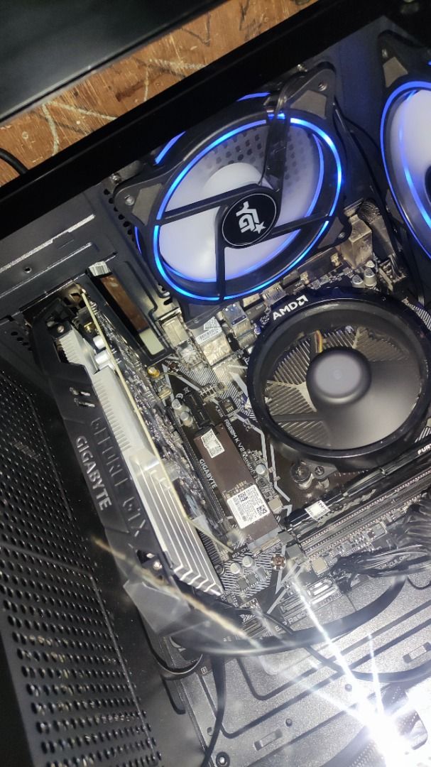 System unit ryzen 5 5600g w/ gpu (Category: Desktops) located in Pasay City. Submitted by fiercestorm_d37de4 (Listing ID 1457144715, Image 3). Description: System unit set for sale Well used but not abused. Motherboard : Gigabyte A520m k v2 Cpu : AMD Ryzen 5 5600g GPU : Gigabyte gtx1650 4gb vram RAM : KINGSTON FURY BEAST 16GB SSD : SAMSUNG NVME 256GB M2. PSU : CORSAIR 750W PERIPHERALS : YGT ARGB 3IN1 FANS CASE : YGT BLACK MINI ATX TEMPERED GLASS 